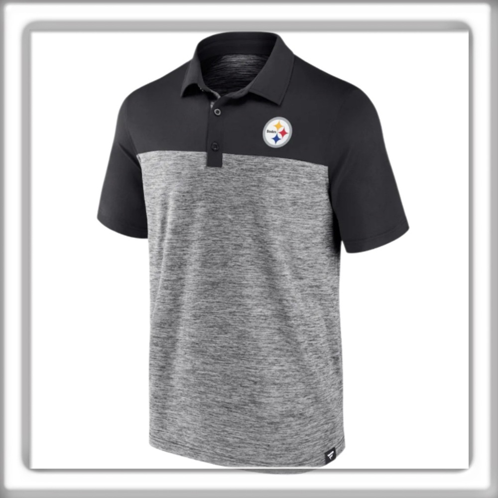 Pittsburgh Steelers Fanatics Clutch Polo Heather Charcoal Size Large